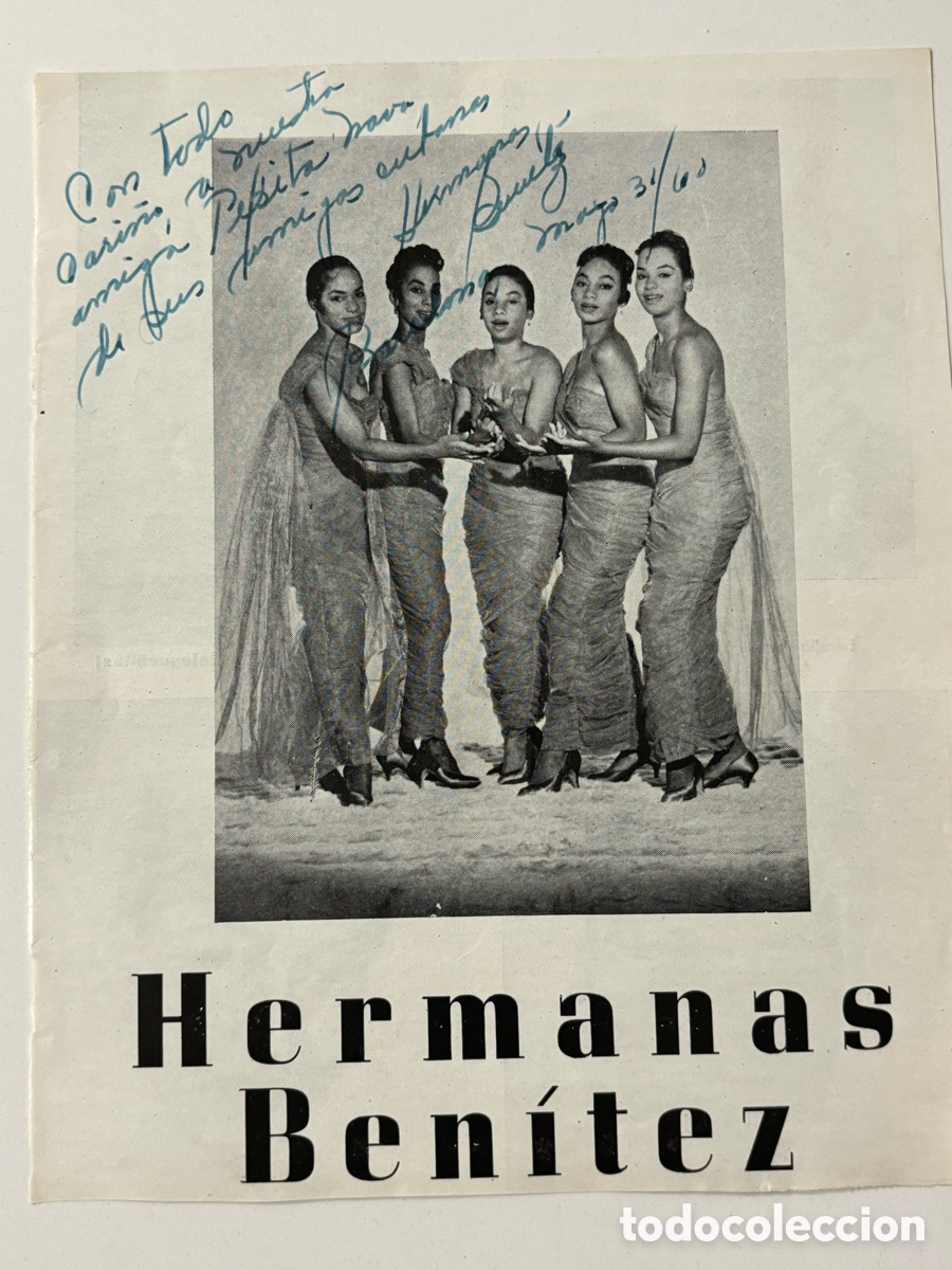 Aut&oacute;grafos Antiguos de Cantantes y M&uacute;sicos: Aut&oacute;grafo de las hermanas Ben&iacute;tez sobre foto en hoja de programa L