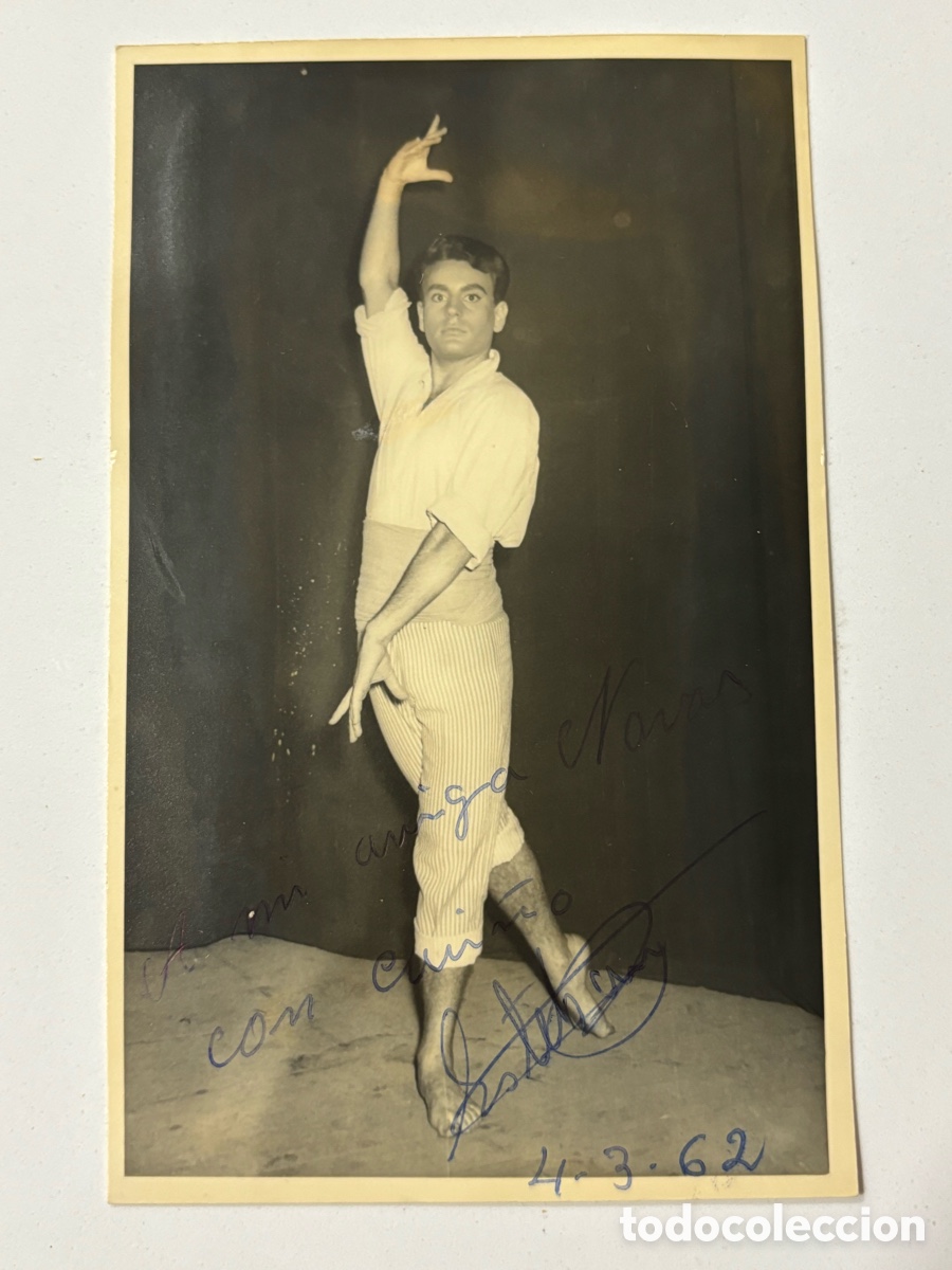 Aut&oacute;grafos antiguos de cantantes y m&uacute;sicos: Foto original con aut&oacute;grafo del bailar&iacute;n de Revista Esteban L