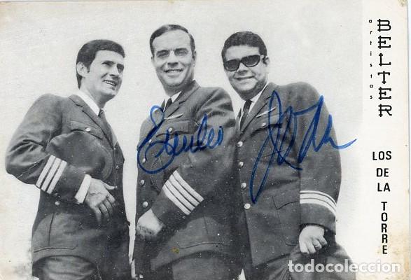 Aut&oacute;grafos antiguos de cantantes y m&uacute;sicos: LOS DE LA TORRE. TARJETA FIRMADA. BELTER. MUSICA ESPA&Ntilde;OLA