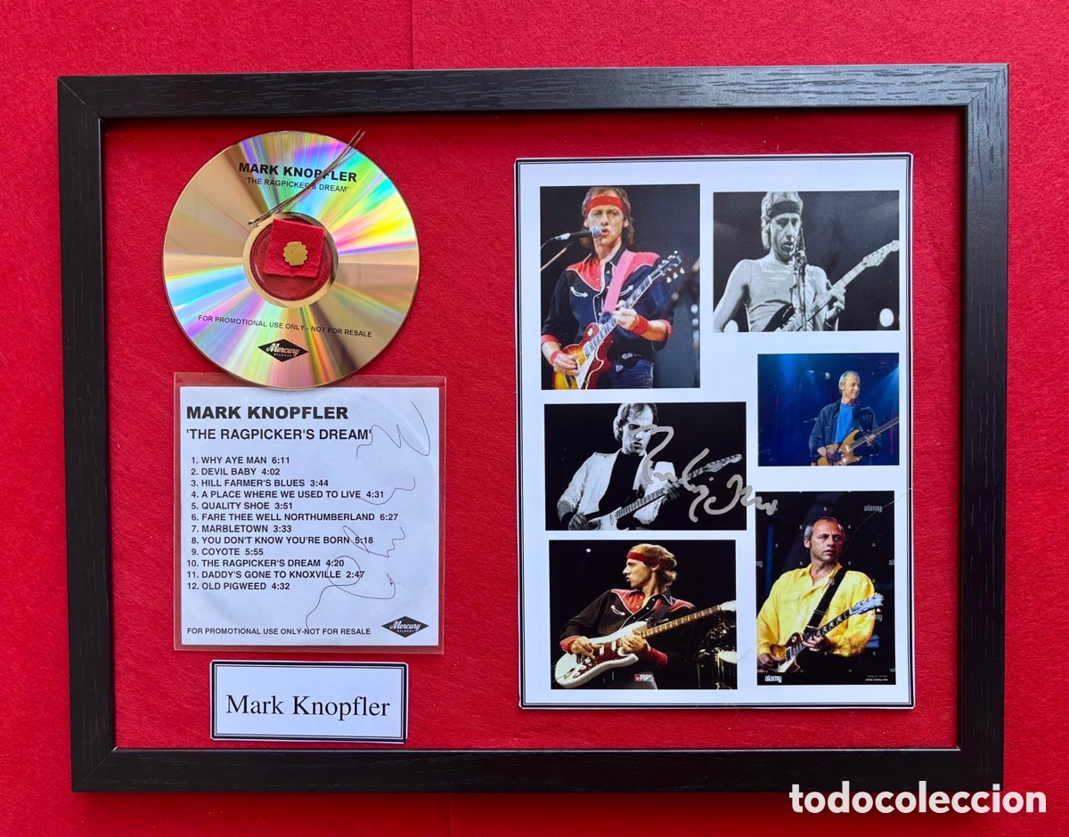 Aut&oacute;grafos antiguos de cantantes y m&uacute;sicos: Mark Knopfler-Firmado Cd Promo&rdquo;The Ragpicker's Dream&rdquo;+ Fotografia Firmada