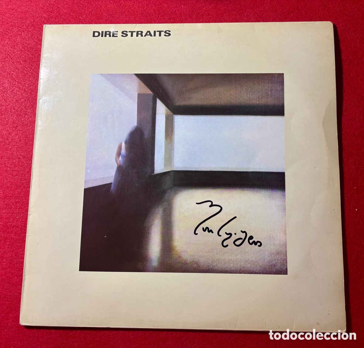 Aut&oacute;grafos antiguos de cantantes y m&uacute;sicos: Dire Straits Firmado por Mark Knopfler-Vinilo
