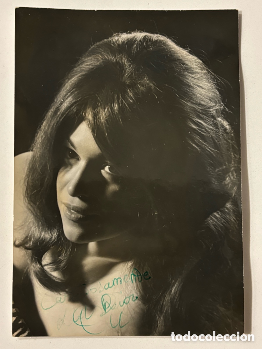 Aut&oacute;grafos antiguos de cantantes y m&uacute;sicos: Foto original con aut&oacute;grafo de la vedette Liz Dior L