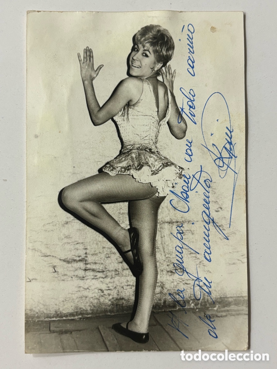 Aut&oacute;grafos antiguos de cantantes y m&uacute;sicos: Foto original con aut&oacute;grafo de la vedette Kinita L