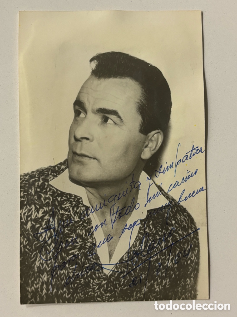 Aut&oacute;grafos antiguos de cantantes y m&uacute;sicos: Foto original con aut&oacute;grafo de Tom&aacute;s Lozano L