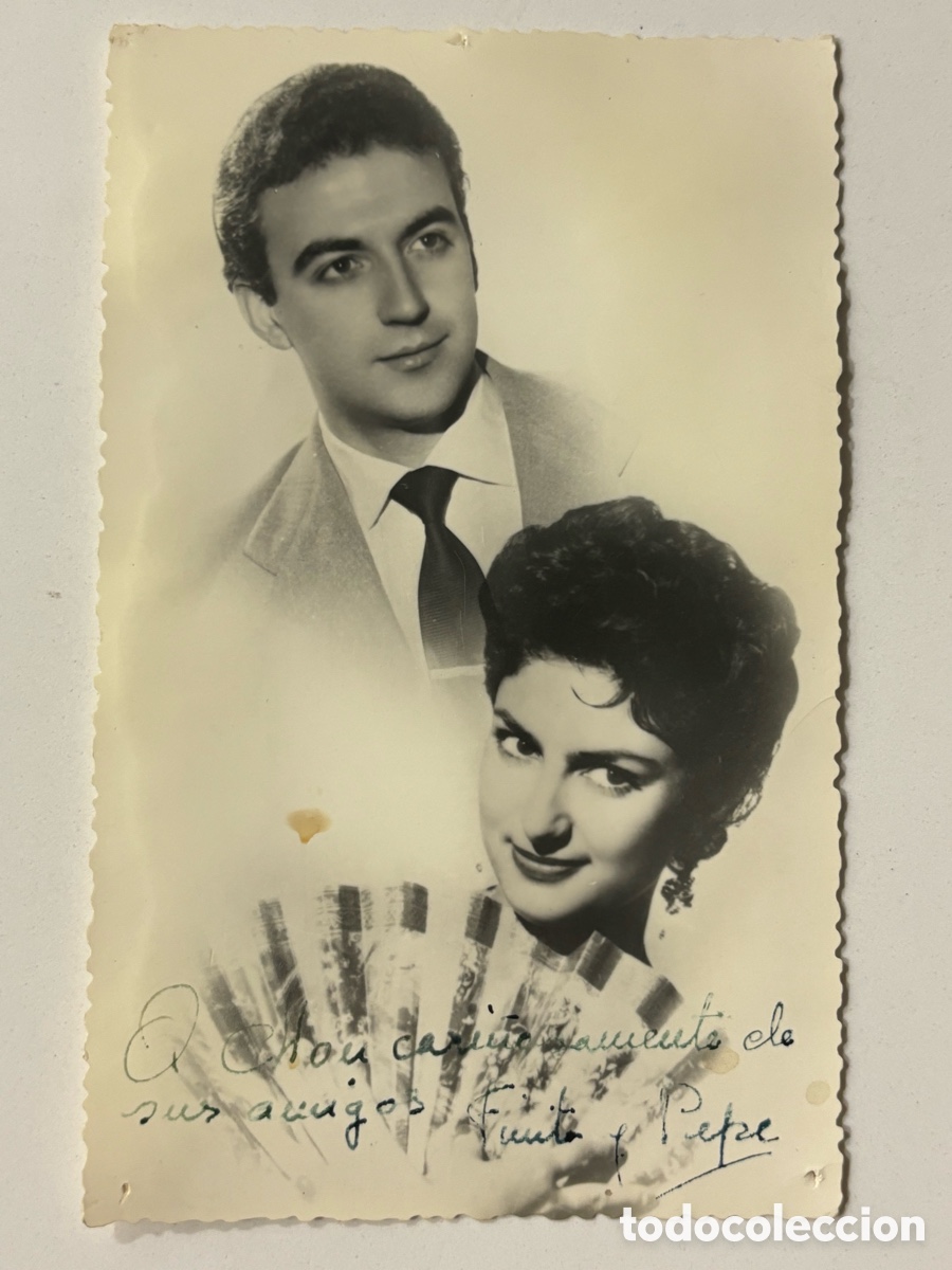 Aut&oacute;grafos antiguos de cantantes y m&uacute;sicos: Foto original de Pepe Mairena y finita Rufett L