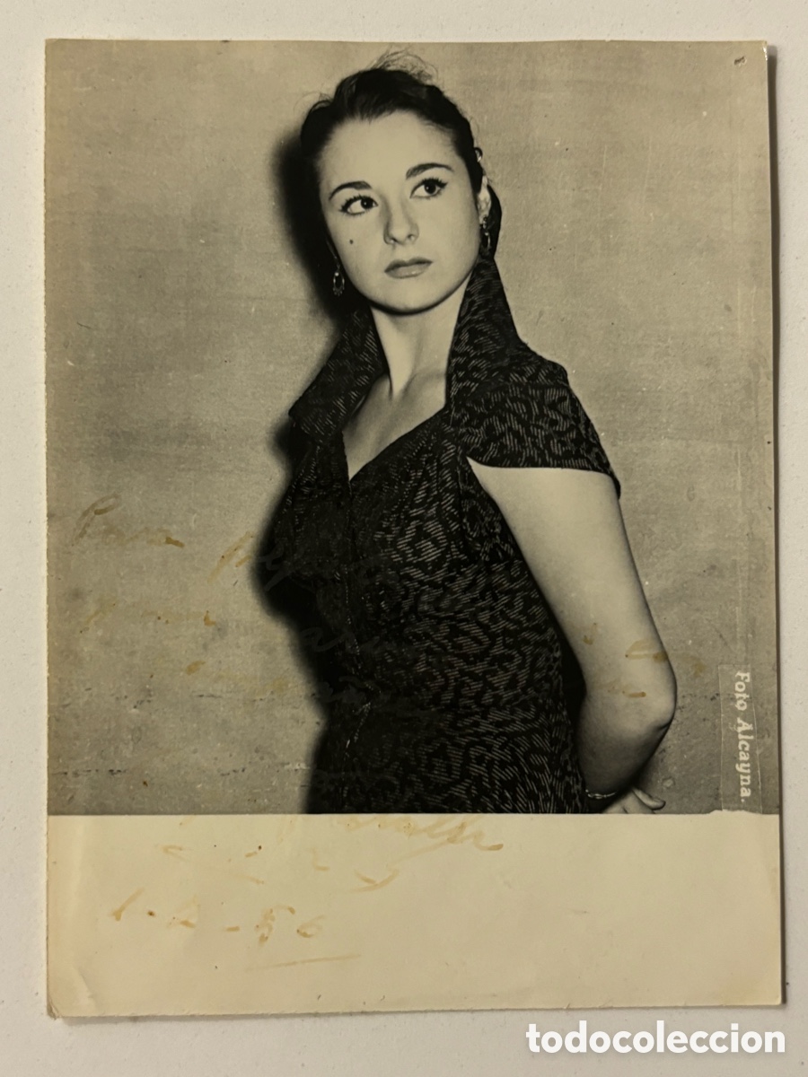 Aut&oacute;grafos antiguos de cantantes y m&uacute;sicos: Foto original con aut&oacute;grafo de la vedette Olga Balalla L