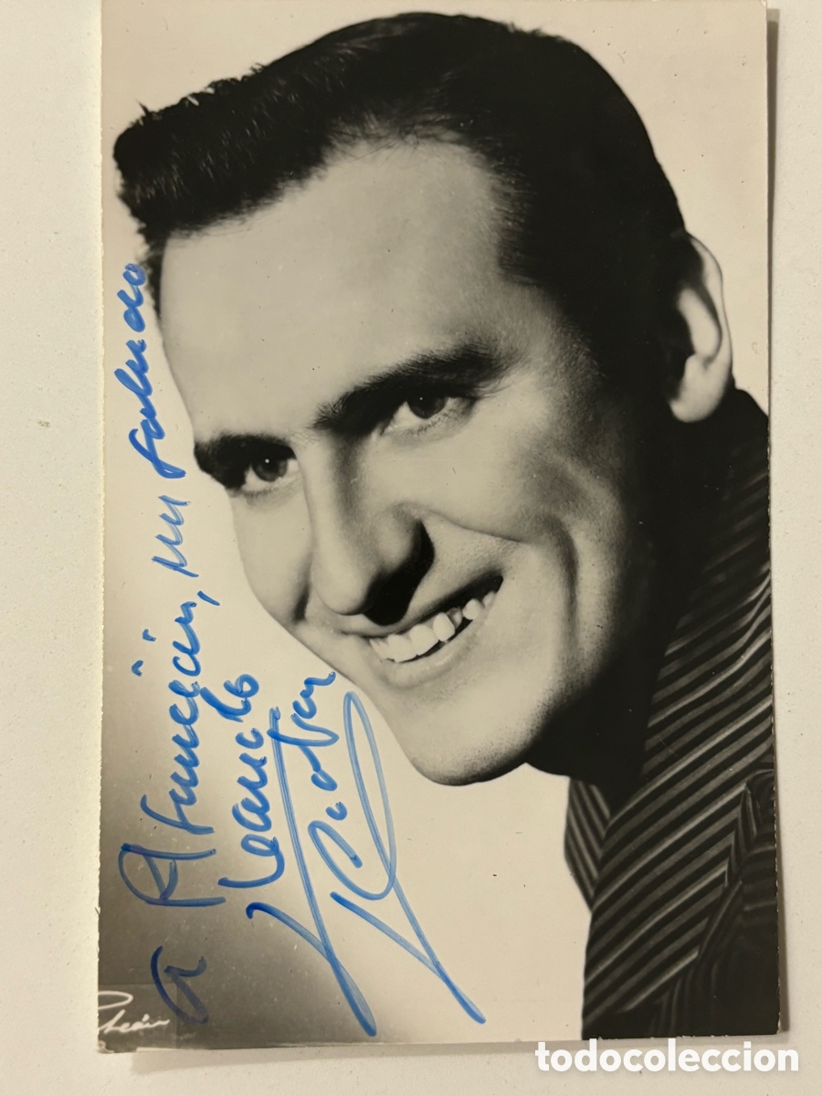 Aut&oacute;grafos antiguos de cantantes y m&uacute;sicos: Foto original con aut&oacute;grafo de Manolo Escobar L