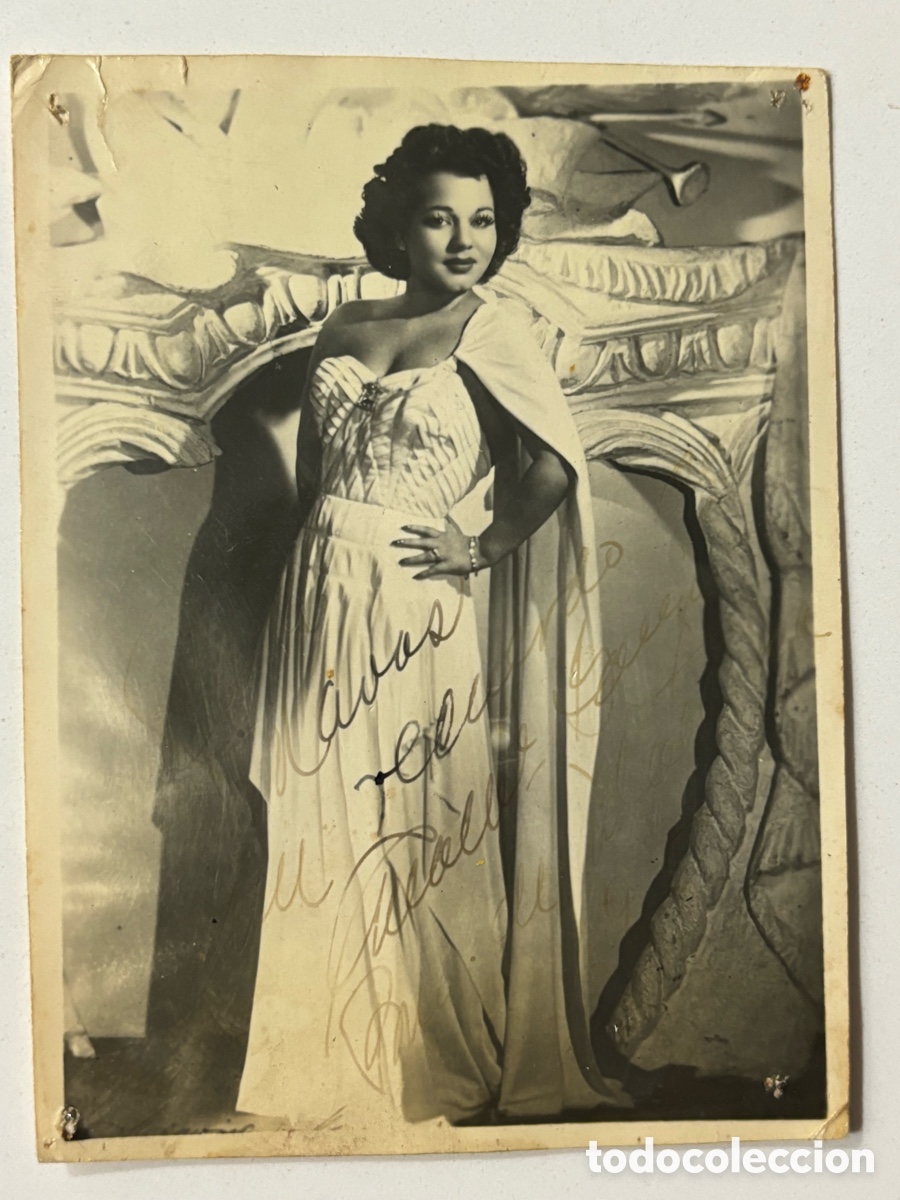 Aut&oacute;grafos antiguos de cantantes y m&uacute;sicos: Foto con dedicatoria y aut&oacute;grafo de la cantante Ana Mar&iacute;a Gonzalez L