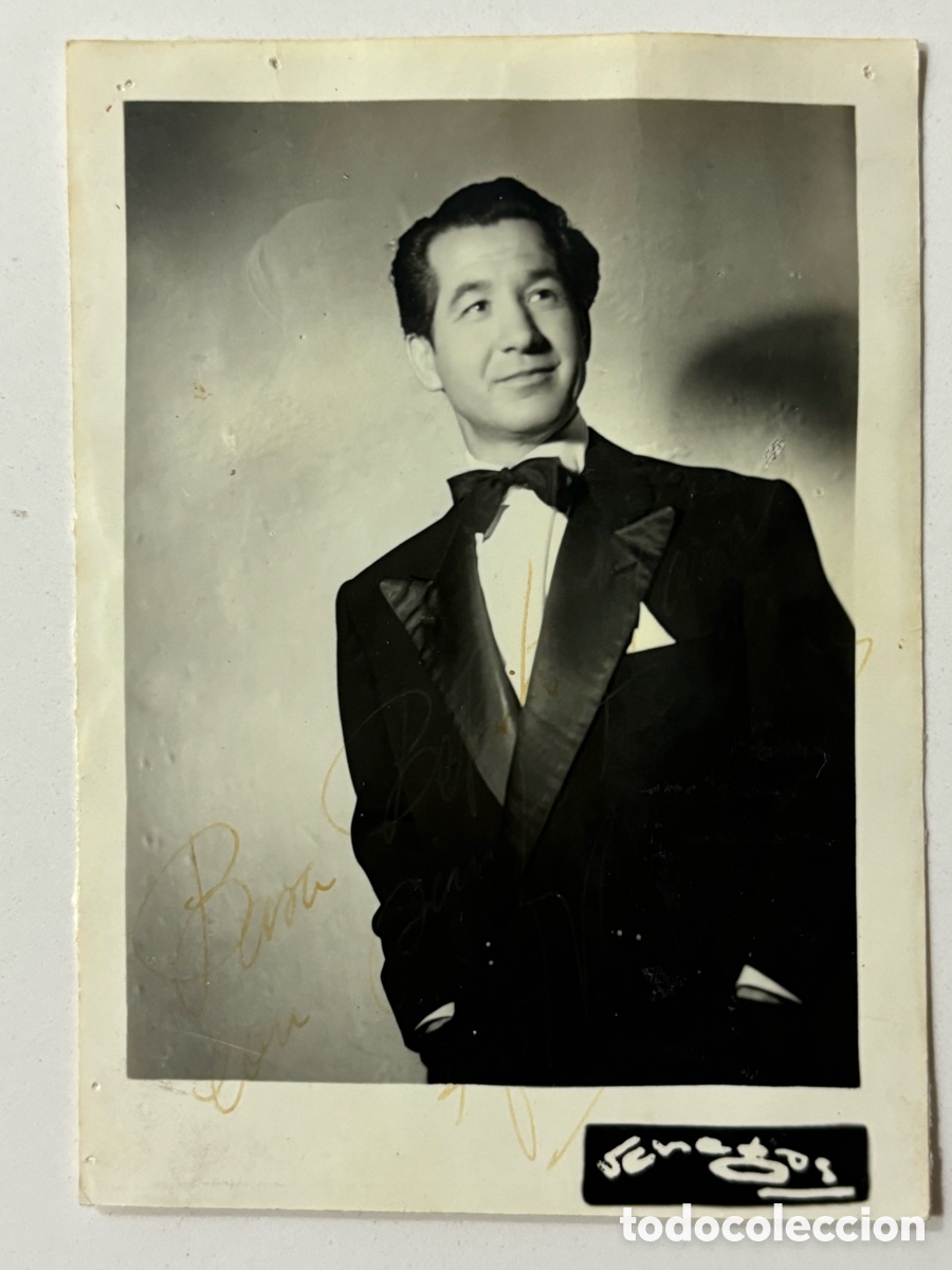 Aut&oacute;grafos antiguos de cantantes y m&uacute;sicos: Foto original con aut&oacute;grafo de Juanito Valderrama foto Venegas L