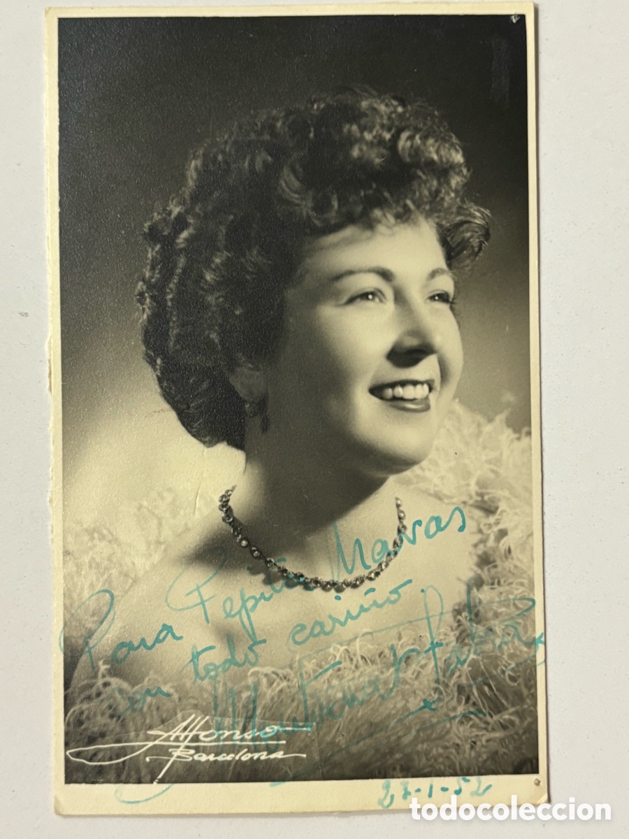 Aut&oacute;grafos antiguos de cantantes y m&uacute;sicos: Foto original con aut&oacute;grafo de la vedette Monserrat Valera L