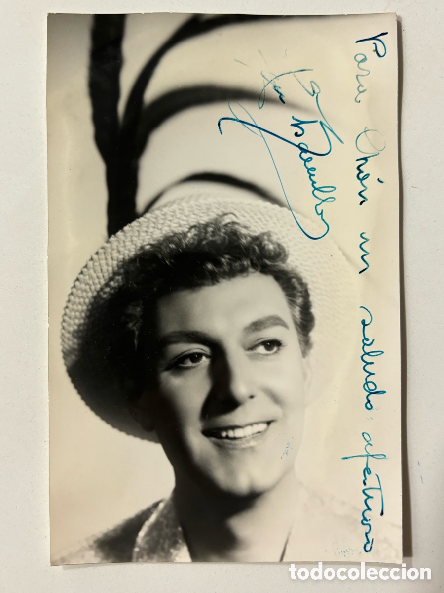 Aut&oacute;grafos antiguos de cantantes y m&uacute;sicos: Foto original con aut&oacute;grafo del artista de variedades Escamillo foto Rom&aacute;n Barcelona L