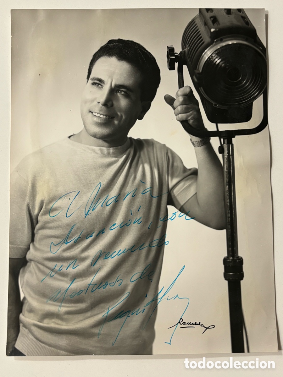 Aut&oacute;grafos antiguos de cantantes y m&uacute;sicos: Foto original con aut&oacute;grafo de Paquito Jerez foto Ramblas Barcelona L