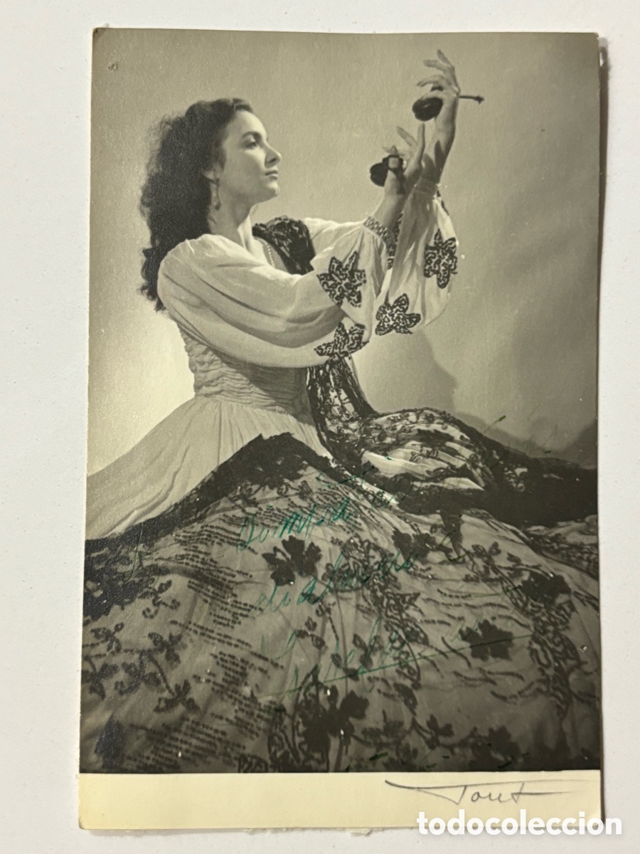 Aut&oacute;grafos antiguos de cantantes y m&uacute;sicos: Foto original con aut&oacute;grafo de la vedette Isabel de Castillo L