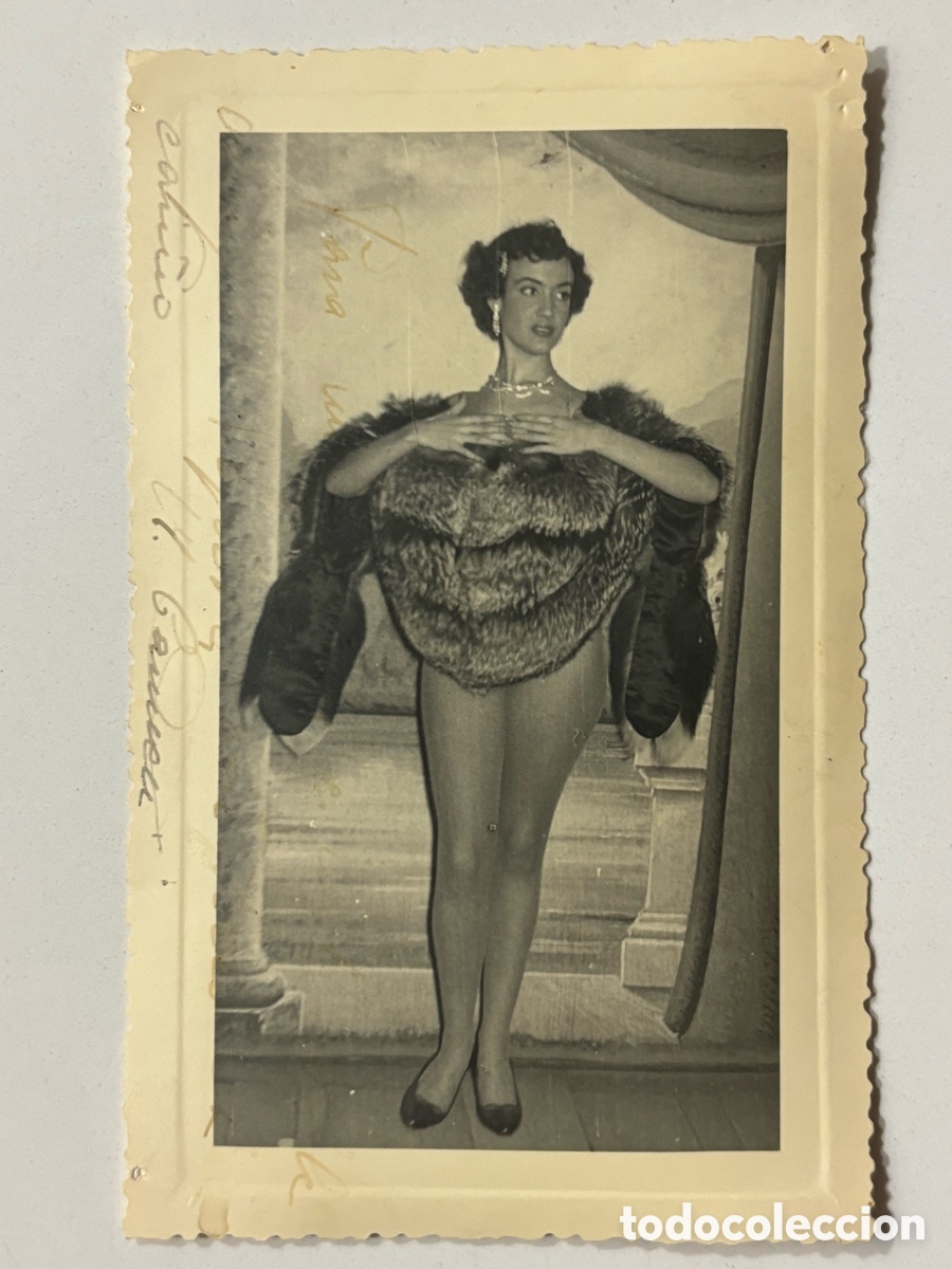 Aut&oacute;grafos antiguos de cantantes y m&uacute;sicos: Foto original con aut&oacute;grafo de la vedette Mary Carmen D&iacute;az L