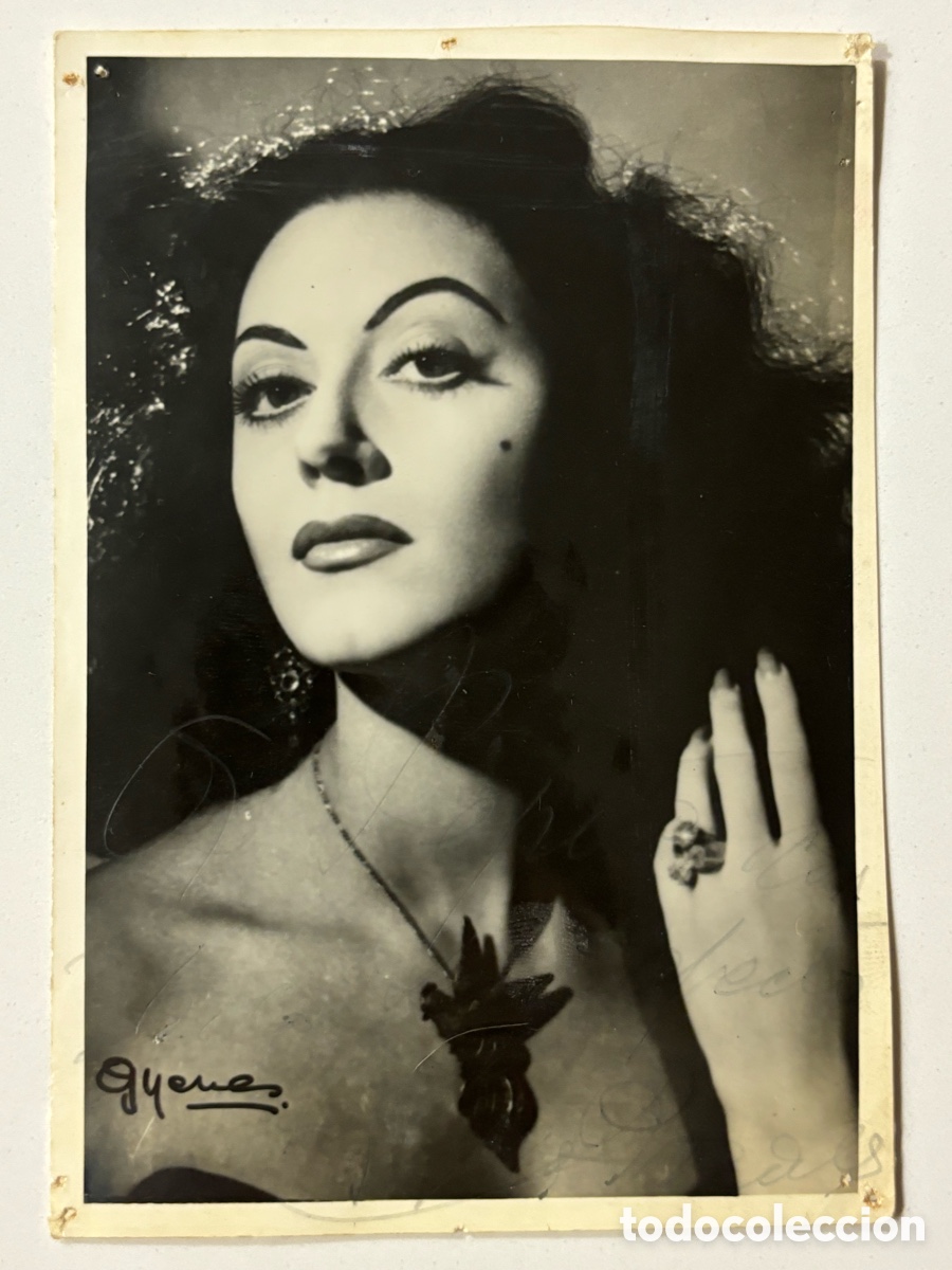 Aut&oacute;grafos antiguos de cantantes y m&uacute;sicos: Foto original con aut&oacute;grafo de la vedette Lina Rosales L