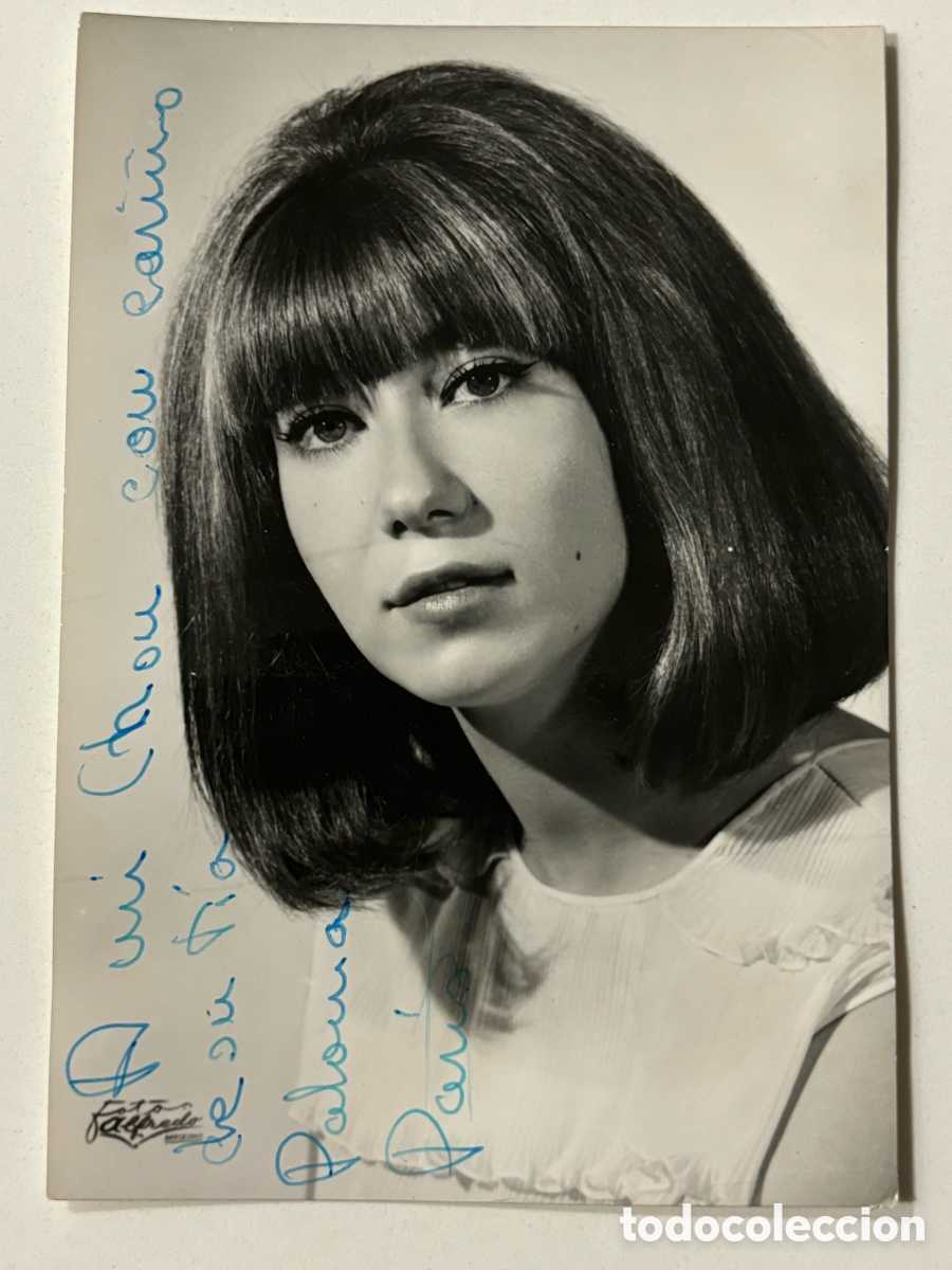 Aut&oacute;grafos antiguos de cantantes y m&uacute;sicos: Foto original con aut&oacute;grafo de la vedette Paloma Paris foto Alfredo Barcelona L