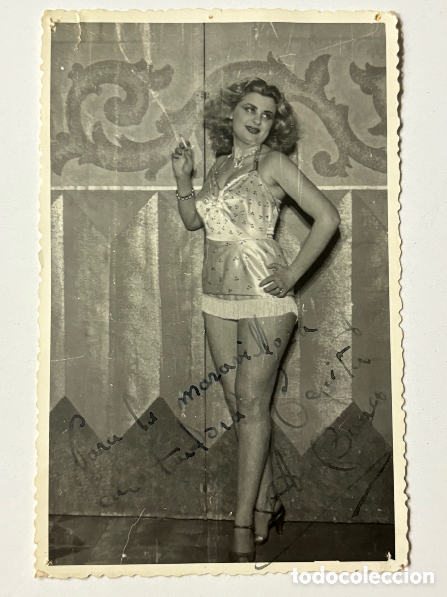 Aut&oacute;grafos antiguos de cantantes y m&uacute;sicos: Foto original con aut&oacute;grafo de la vedette Amparito Banay L
