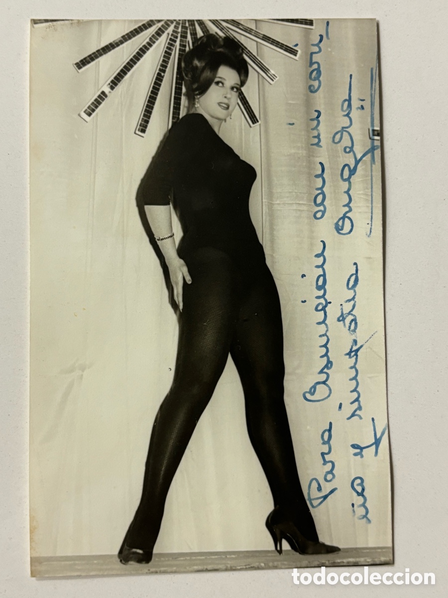 Aut&oacute;grafos antiguos de cantantes y m&uacute;sicos: Foto original con aut&oacute;grafo de la vedette &Aacute;ngela L