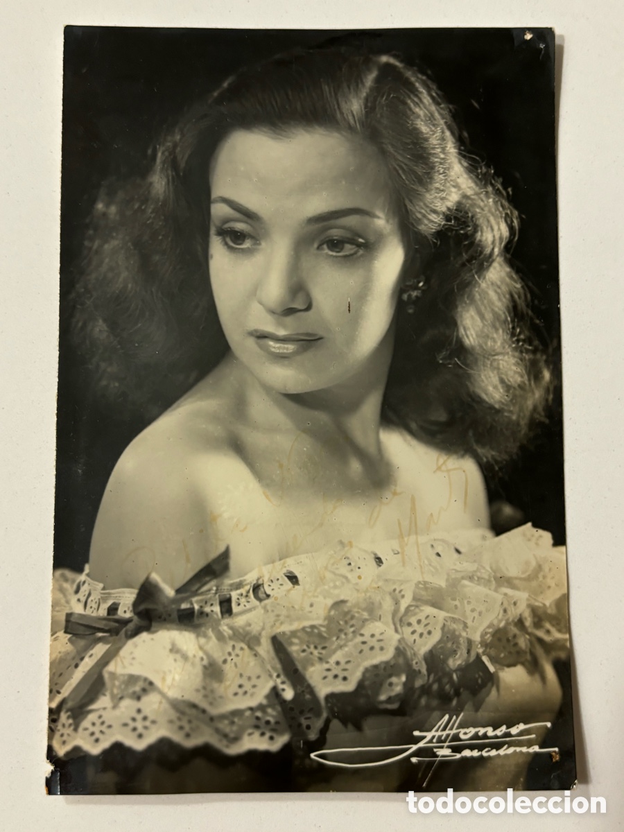 Aut&oacute;grafos antiguos de cantantes y m&uacute;sicos: Foto original con aut&oacute;grafo de la vedette Gloria Marti L