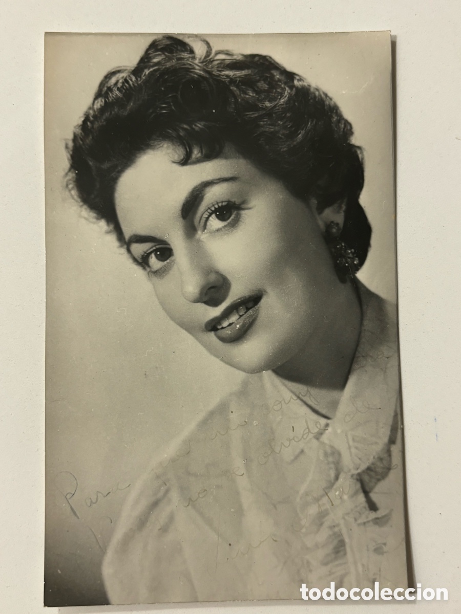 Aut&oacute;grafos antiguos de cantantes y m&uacute;sicos: Foto original con aut&oacute;grafo de la vedette Lina Marvel L