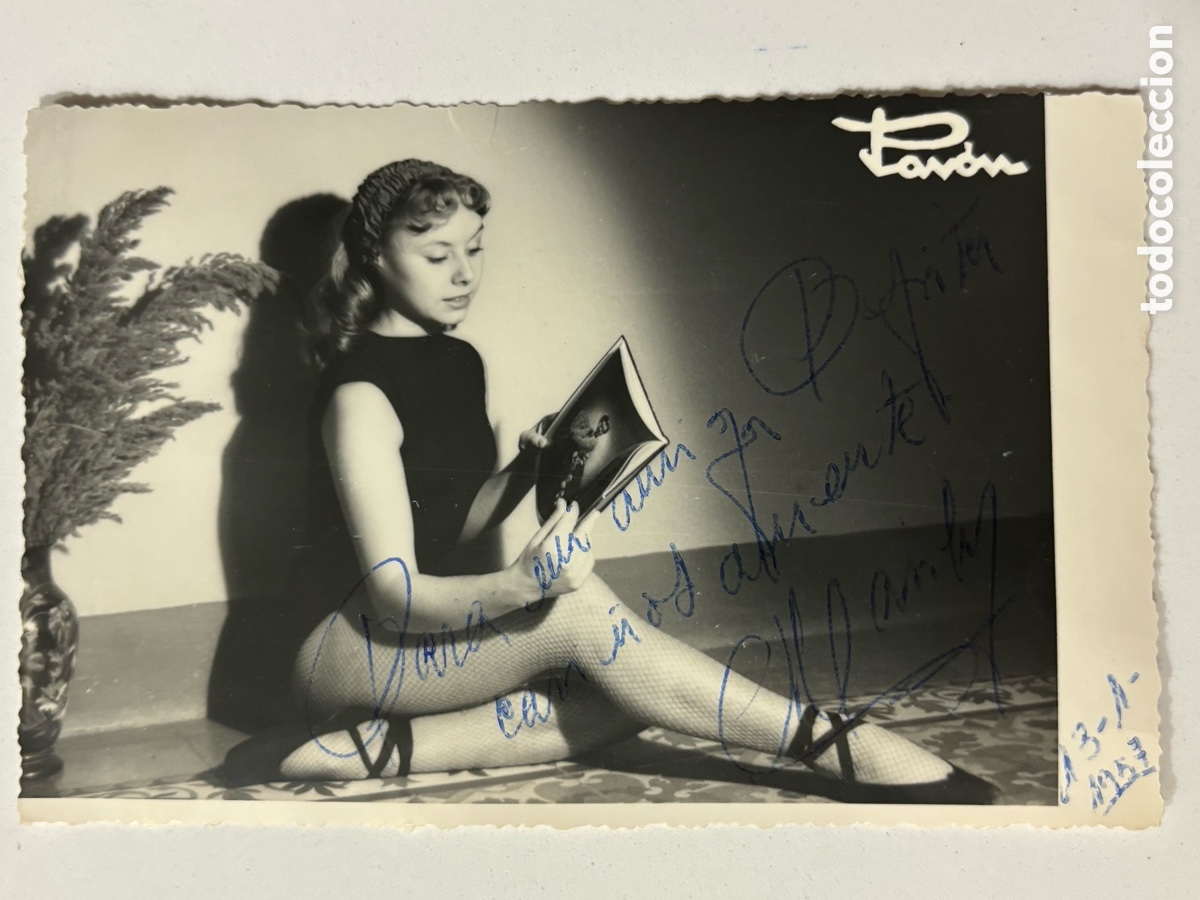 Aut&oacute;grafos antiguos de cantantes y m&uacute;sicos: Foto original con aut&oacute;grafo de la vedette Marilin L