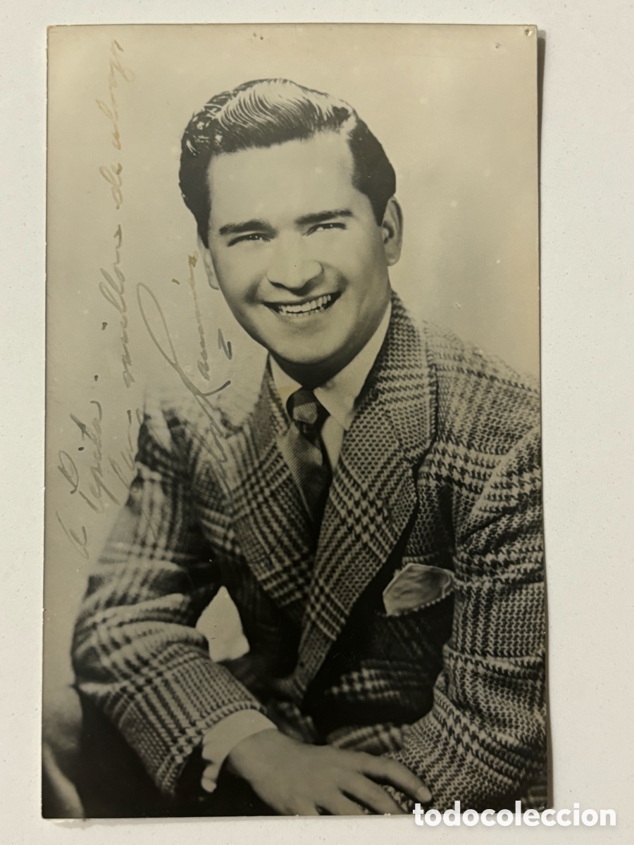Aut&oacute;grafos antiguos de cantantes y m&uacute;sicos: Foto original con aut&oacute;grafo de Carlos Ram&iacute;rez L