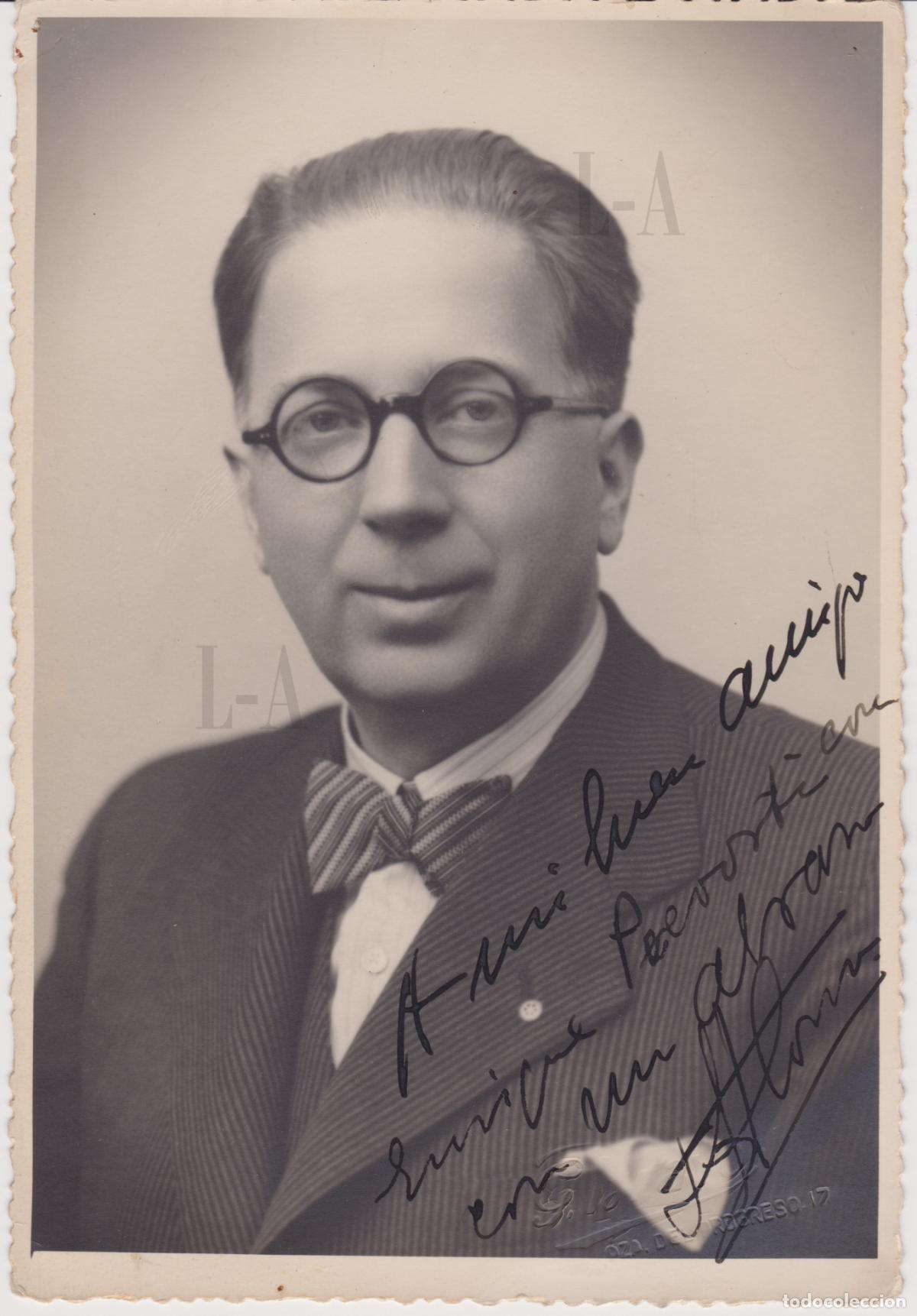 Aut&oacute;grafos antiguos de cantantes y m&uacute;sicos: Fotograf&iacute;a del compositor Francisco Alonso. Aut&oacute;grafo. Zarzuela - Opereta - Revista musical