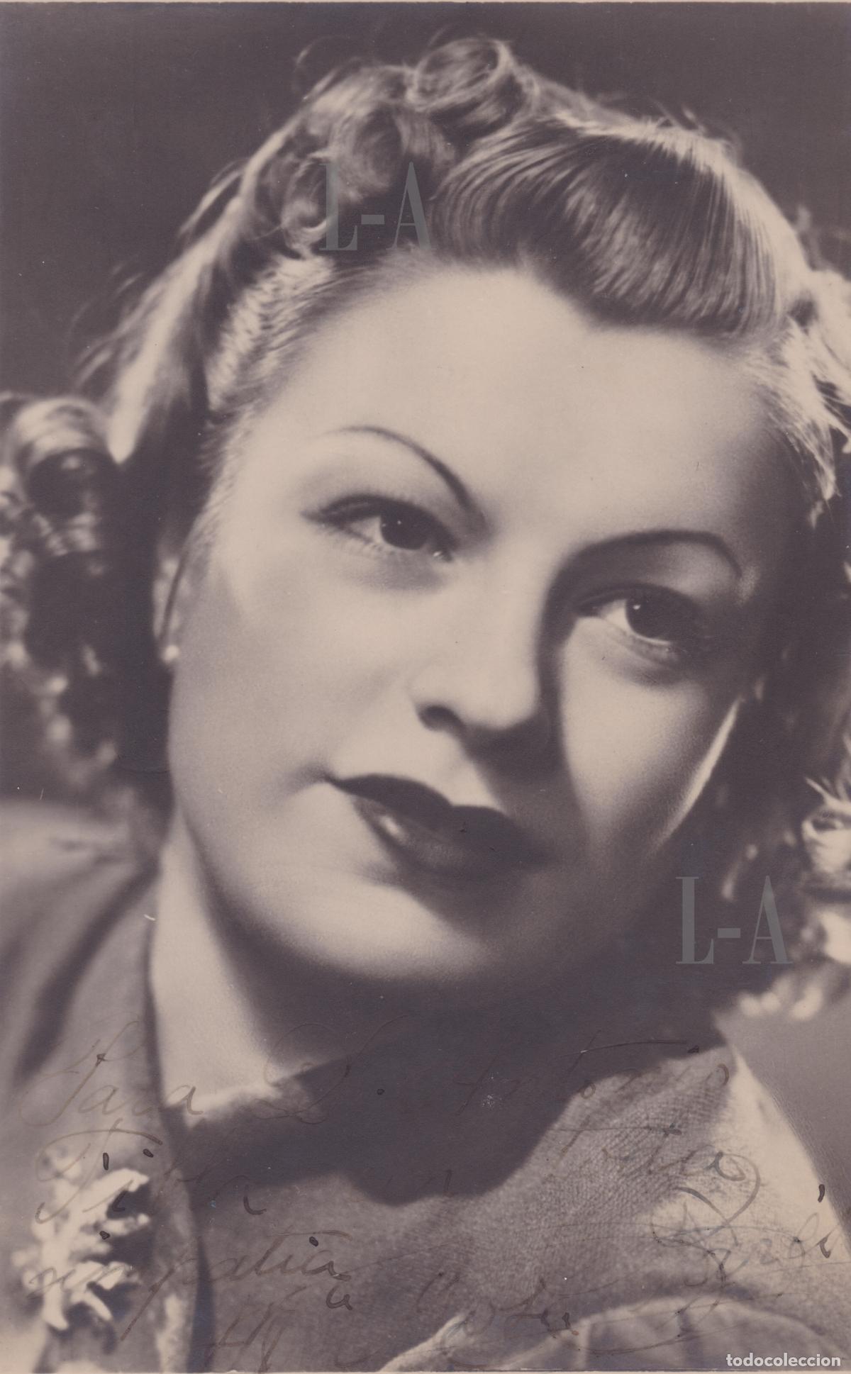 Aut&oacute;grafos antiguos de cantantes y m&uacute;sicos: Zarzuela. Fotograf&iacute;a de la soprano Mar&iacute;a Rosa Par&eacute;s. Aut&oacute;grafo. Teatro