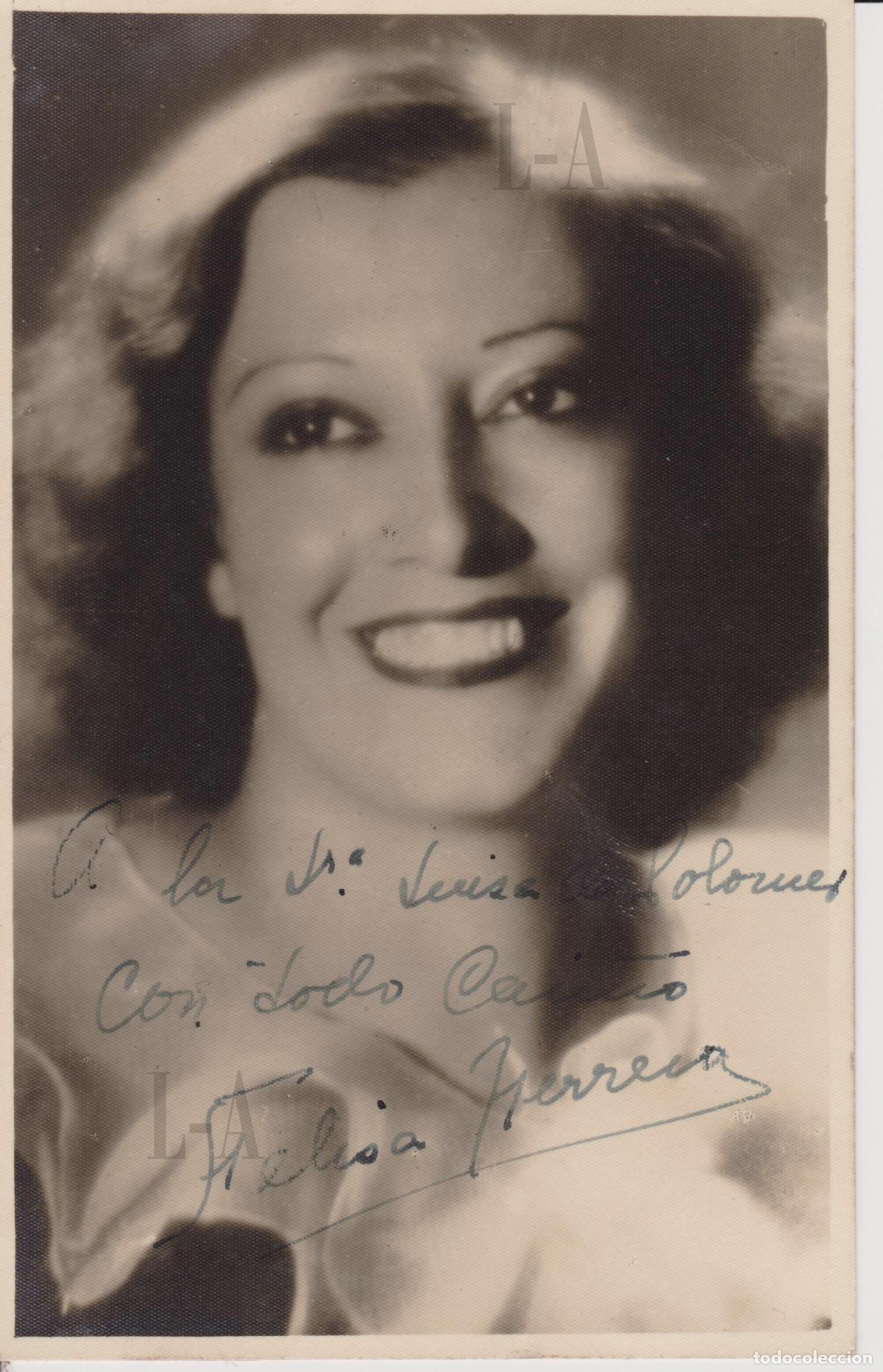 Aut&oacute;grafos antiguos de cantantes y m&uacute;sicos: Zarzuela. Soprano Felisa Herrero, primera figura de los a&ntilde;os 20, 30 y 40. Aut&oacute;grafo. &Oacute;pera. Teatro