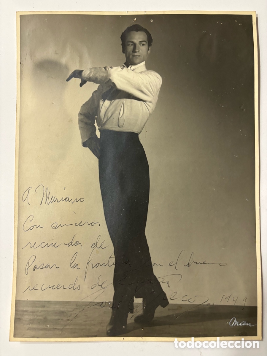 Autogramme von Musikern: Foto original con aut&oacute;grafo del bailar&iacute;n de flamenco Jos&eacute; Greco