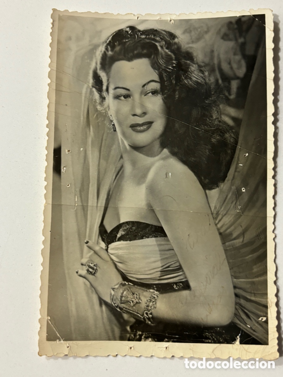 Aut&oacute;grafos antiguos de cantantes y m&uacute;sicos: Foto original con aut&oacute;grafo de vedette