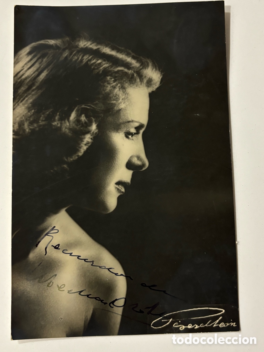 Aut&oacute;grafos antiguos de cantantes y m&uacute;sicos: Foto original con aut&oacute;grafo de la vedette Noelia Cruz foto P&eacute;rez de Leon Madrid