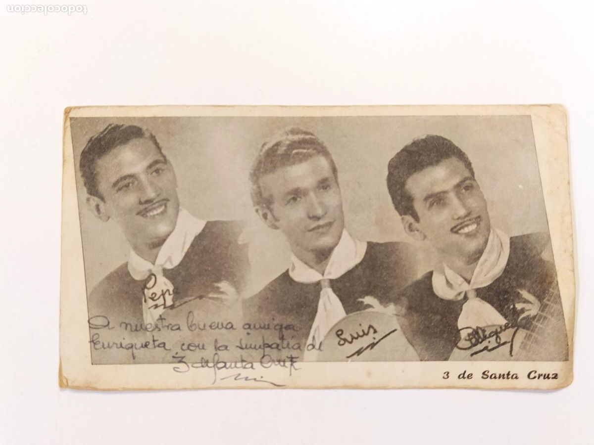 Aut&oacute;grafos antiguos de cantantes y m&uacute;sicos: LOS 3 DE SANTA CRUZ - AUTOGRAFO -VER FOTOS-(K-16.065)