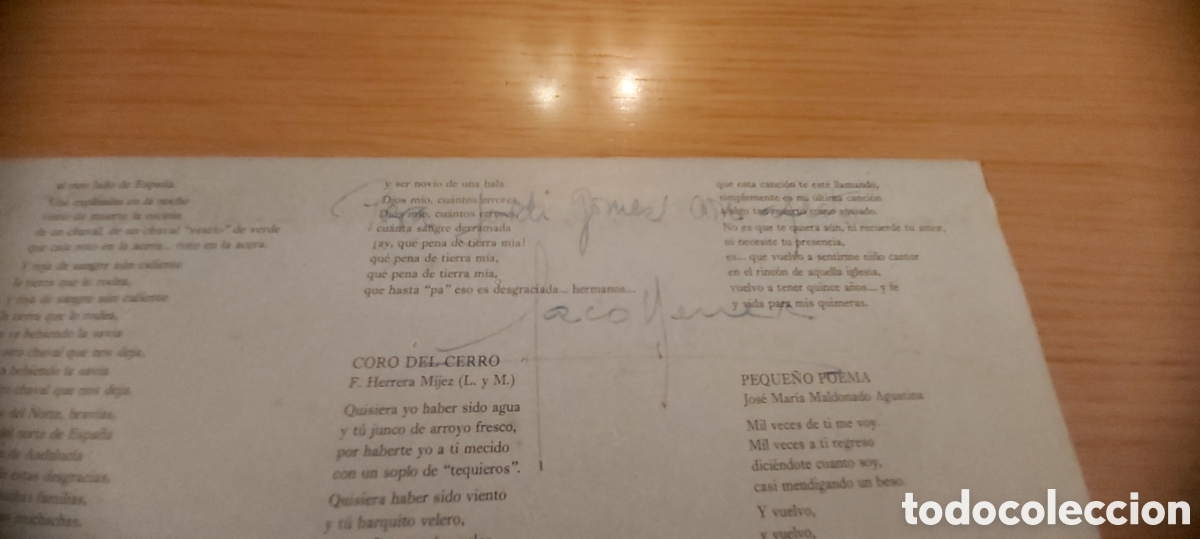 Aut&oacute;grafos antiguos de cantantes y m&uacute;sicos: Caratula de LP Con DEDICATORIA DE PACO HERRERA. SIN VINILO - Foto 2