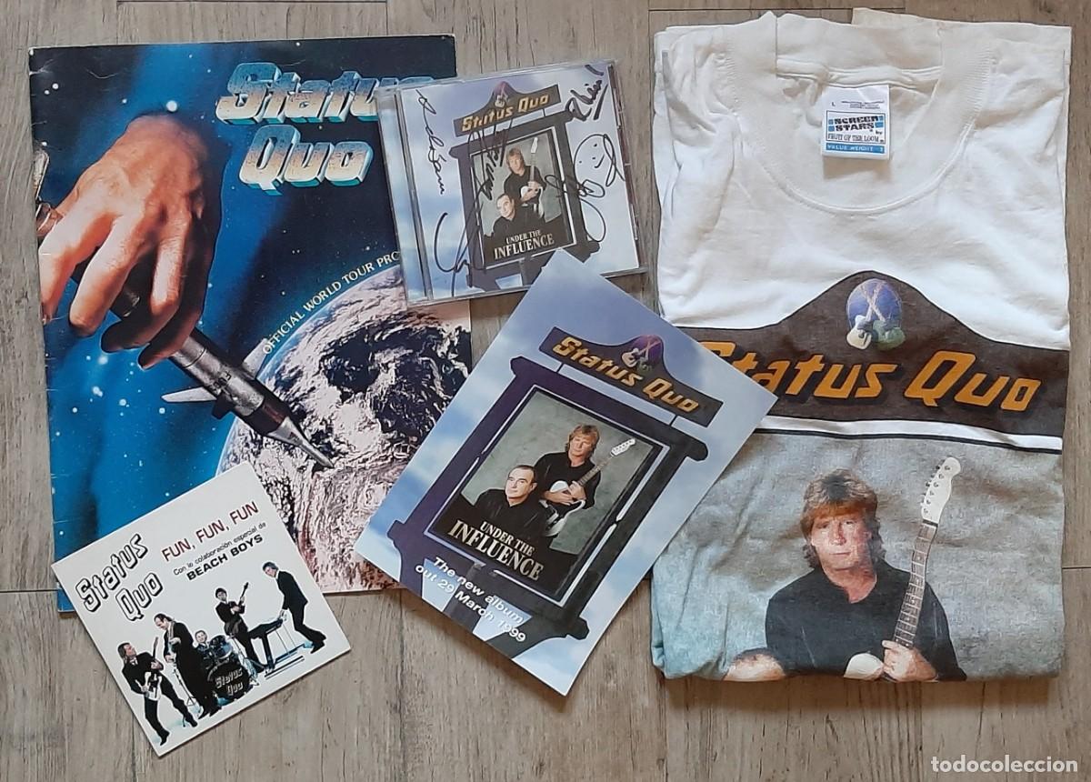 Autographes de Musique : STATUS QUO &ndash; &lsquo;&rsquo;CD FIRMADO / PROMO CD / CAMISETA / TOUR PROGRAM&rsquo;&rsquo;- COLLECTOR&rsquo;S PACK