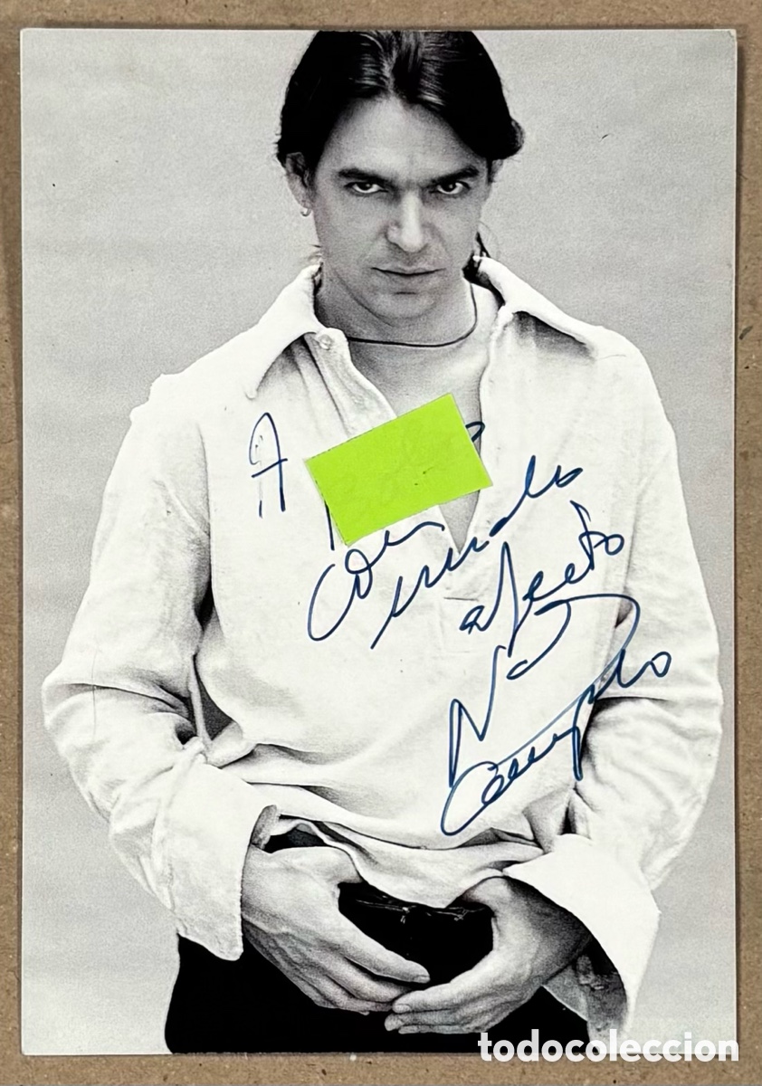 Aut&oacute;grafos antiguos de cantantes y m&uacute;sicos: NACHO CAMPILLO. POSTAL PROMOCIONAL SIN CIRCULAR DEL ALBUM DE 1995. DEDICADA.