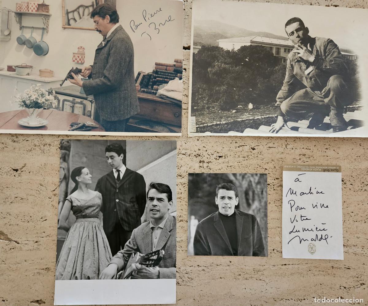 Autogramme von Musikern: FOTOGRAFIA CON AUT&Oacute;GRAFO ORIGINAL DEL CANTANTE BELGA JACQUES BREL + 3 FOTOGRAFIAS ORIGINALES Y NOTA
