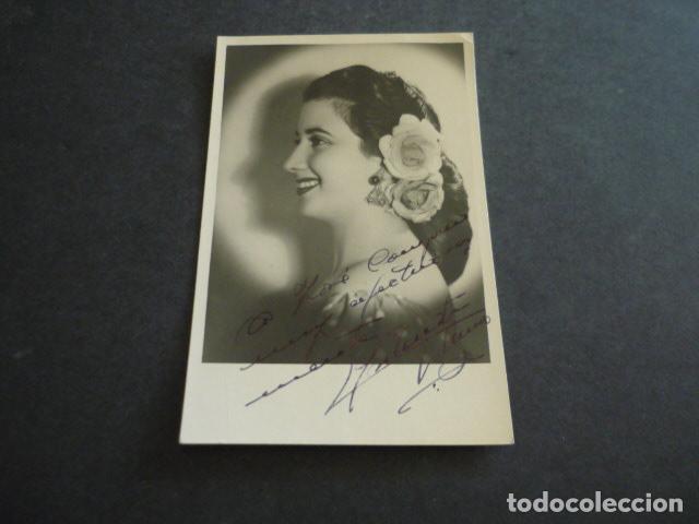 Aut&oacute;grafos antiguos de cantantes y m&uacute;sicos: ANTO&Ntilde;ITA MORENO CANTANTE ANTIGUA FOTOGRAFIA CON FIRMA AUTOGRAFA 13 X 9 CM