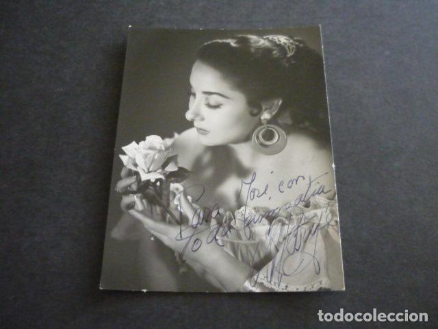 Aut&oacute;grafos antiguos de cantantes y m&uacute;sicos: MARIFE DE TRIANA CANTANTE ANTIGUA FOTOGRAFIA CON FIRMA AUTOGRAFA 9 X 12 CM