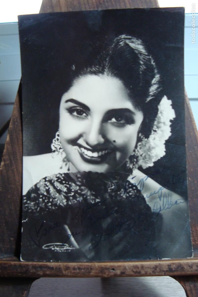Aut&oacute;grafos de M&uacute;sica: ANTIGUA FOTOGRAFIA CANTANTE COPLA. LOLITA CABALLERO - DOLORES ABRIL. FIRMADA Y DEDICADA