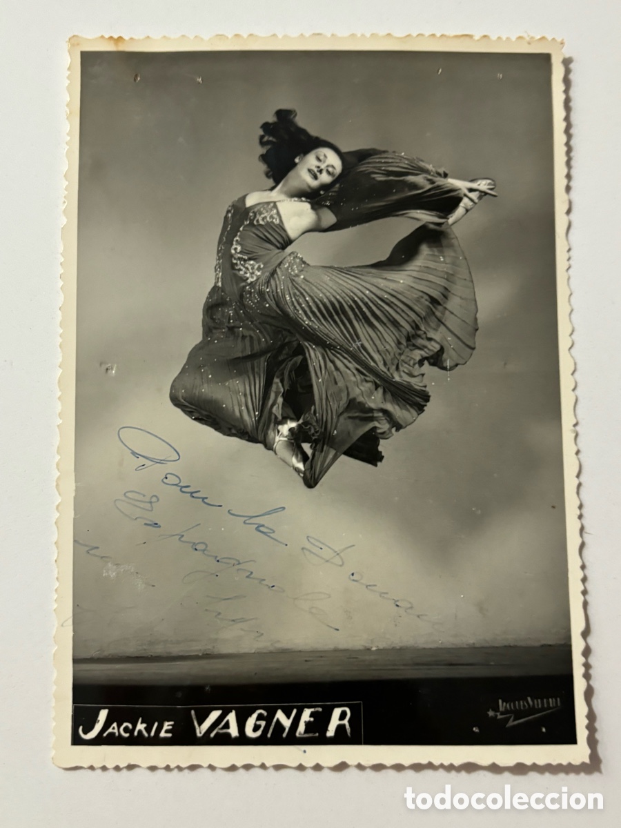 Aut&oacute;grafos antiguos de cantantes y m&uacute;sicos: Foto original con aut&oacute;grafo de la bailarina Jackie Vagner