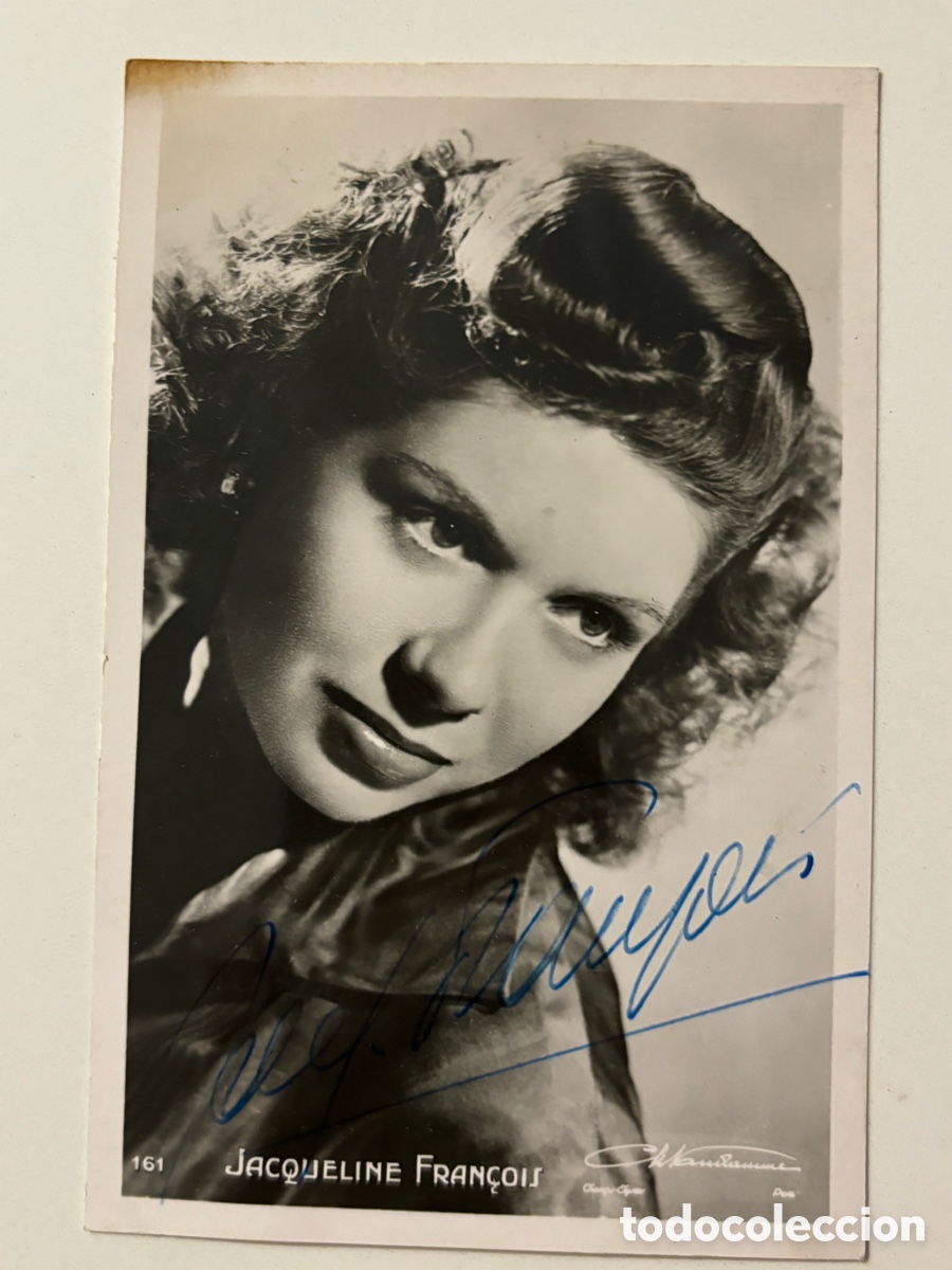 Aut&oacute;grafos de M&uacute;sica: Tarjeta con aut&oacute;grafo original de la cantante Jacqueline Fran&ccedil;ois