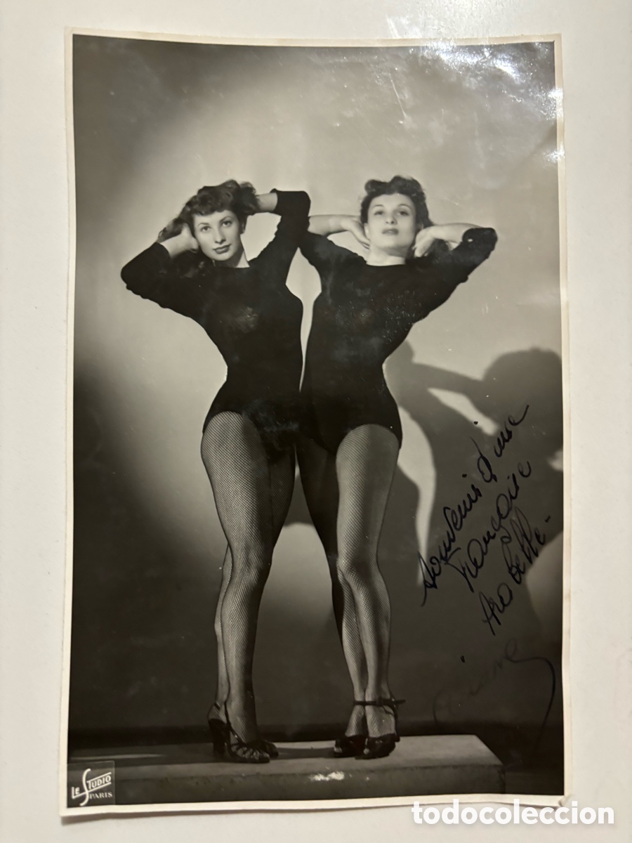 Music Autographs: Foto original con aut&oacute;grafos de las vedettes Francois arabelle y Anne