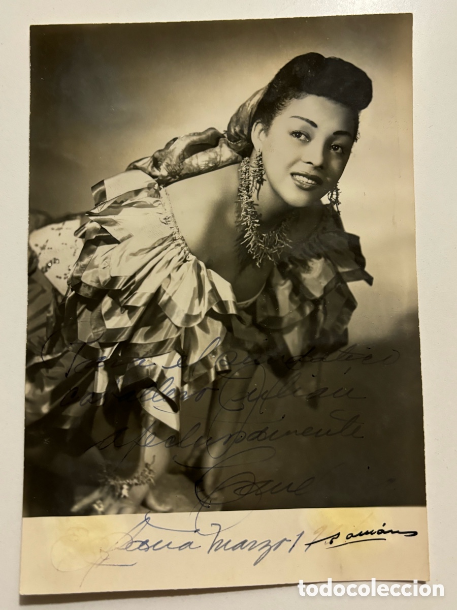 Autogramme von Musikern: Foto original con aut&oacute;grafo de vedette cubana foto Rom&aacute;n Barcelona