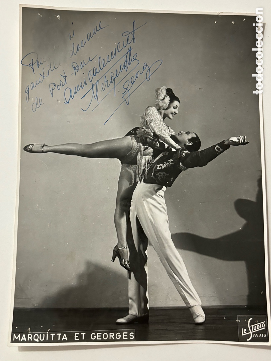 Autographes de Musique : Foto original con aut&oacute;grafo de la pareja de baile Marquitta y Georges