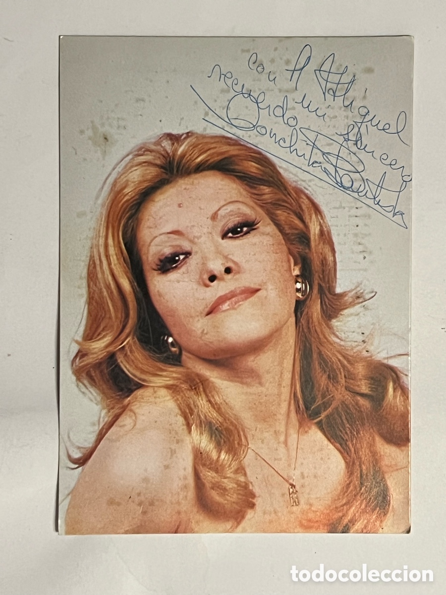 Autogramme von Musikern: CONCHITA BAUTISTA.. Actriz y cantante espa&ntilde;ola. Aut&oacute;grafo con dedicatoria.. (h.1970?)
