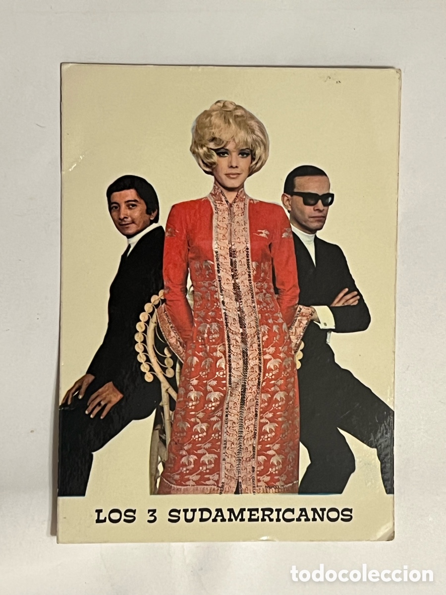 Music Autographs: LOS TRES SUDAMERICANOS.. Postal publicitaria Discos Belter.., con aut&oacute;grafo y dedicatoria