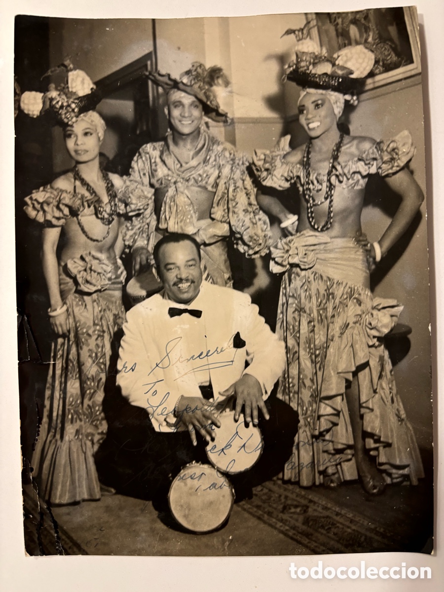 Autographes de Musique : Foto original con aut&oacute;grafo del conjunto cubano The Black diamonds Alfonso Lazarito