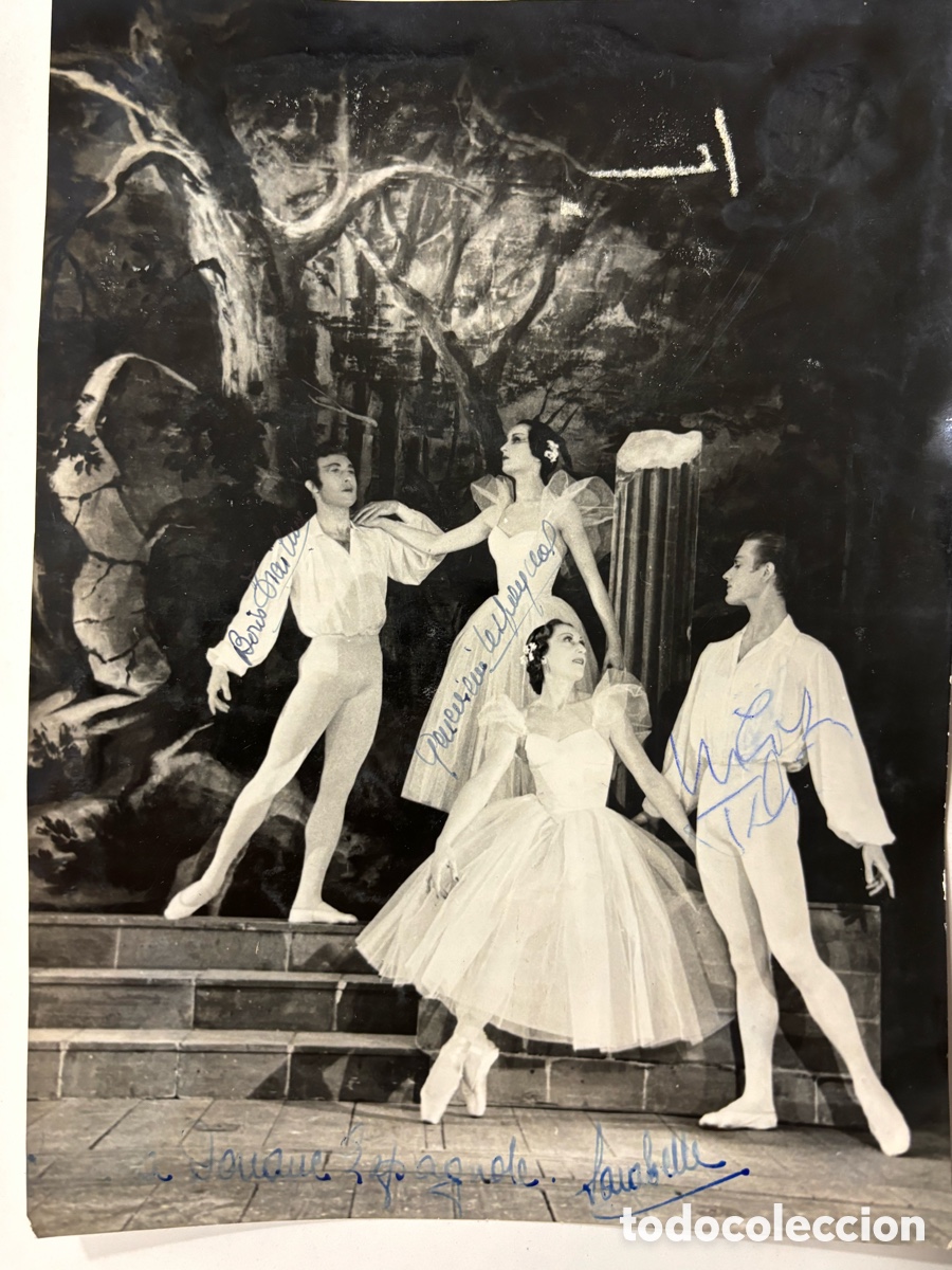 Autogramme von Musikern: Foto original con aut&oacute;grafo de bailarines de ballet Genevieve Lespagnol Boris Trailine foto lido