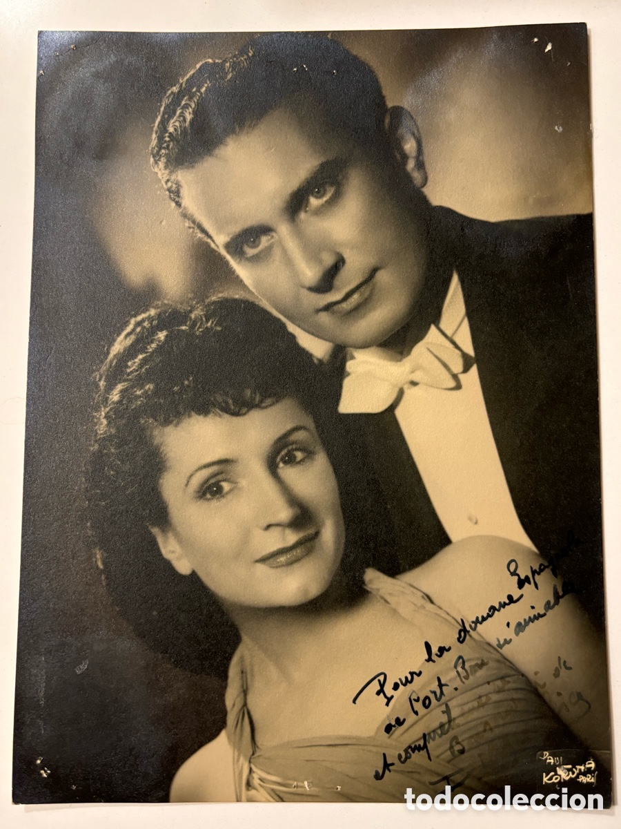 Autogramme von Musikern: Foto original con aut&oacute;grafo de pareja de baile